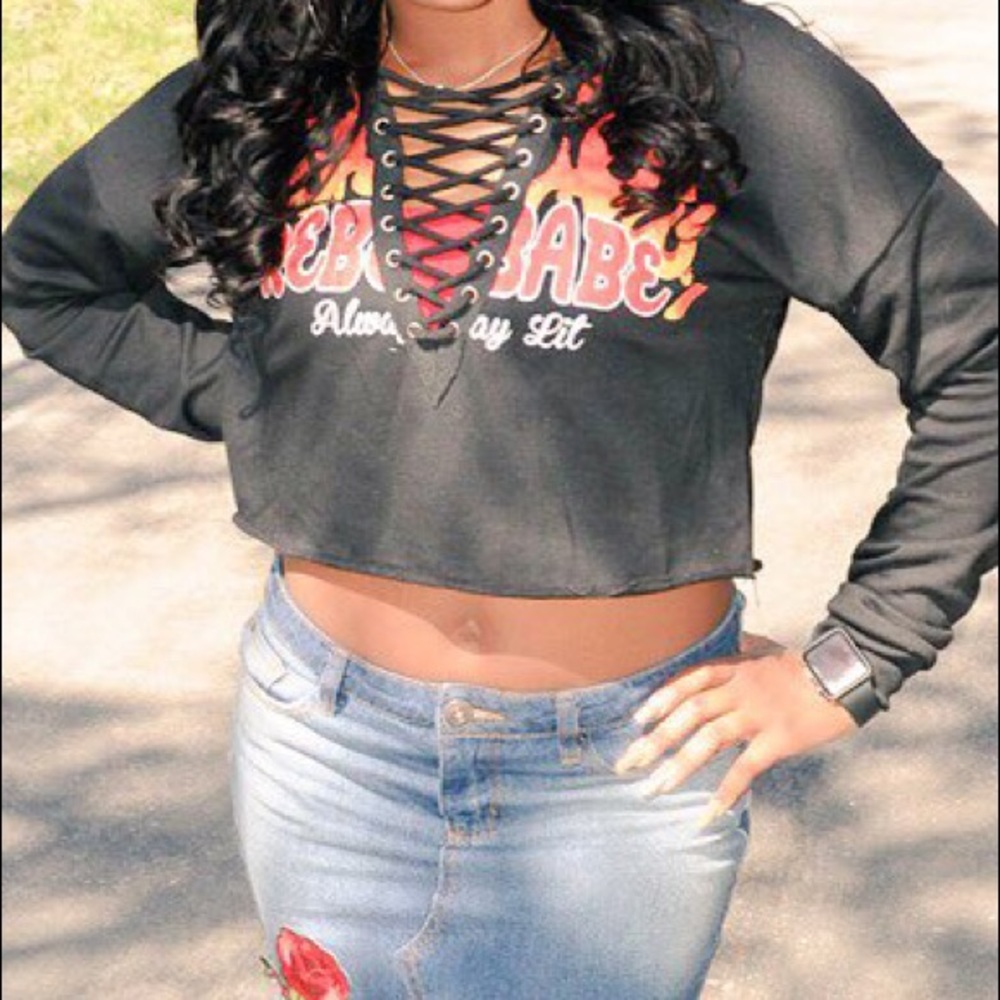 Flame cropped hoodie